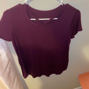 purple cross neck tee